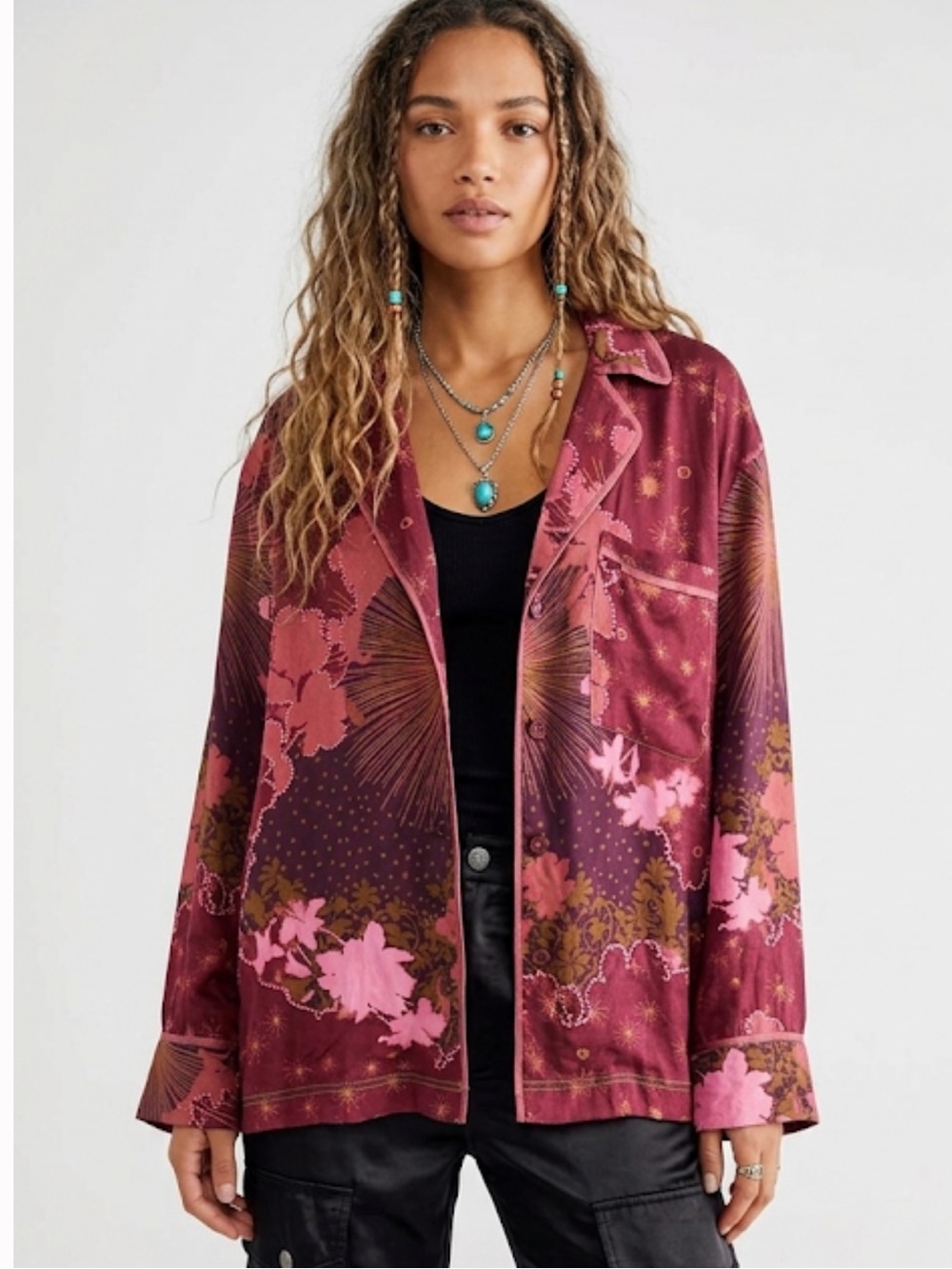 Free People We The Free Living Good Vibrations Buttondown Size Medium